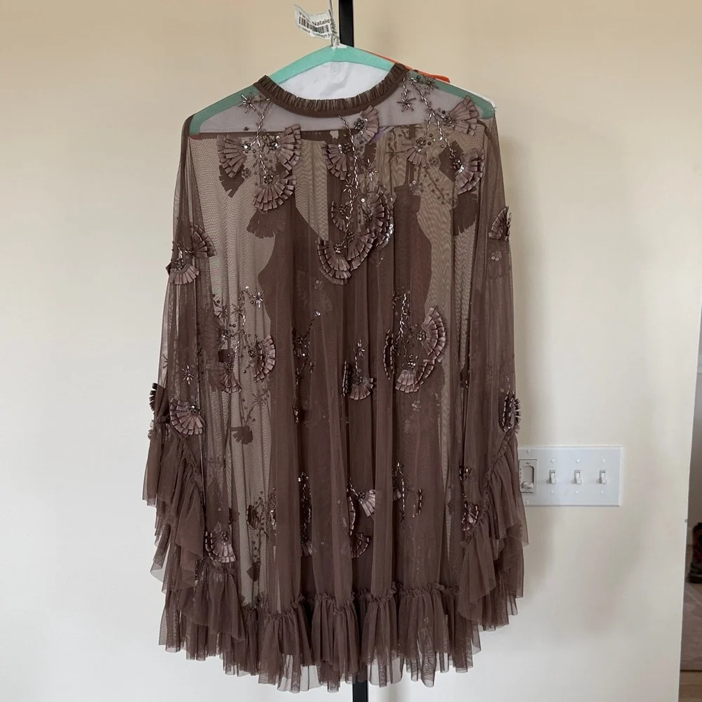 Mac Duggal Brown Embellished Wedding Dress Attire, Rehearsal dinner, MOB/MOG - Picture 2 of 7